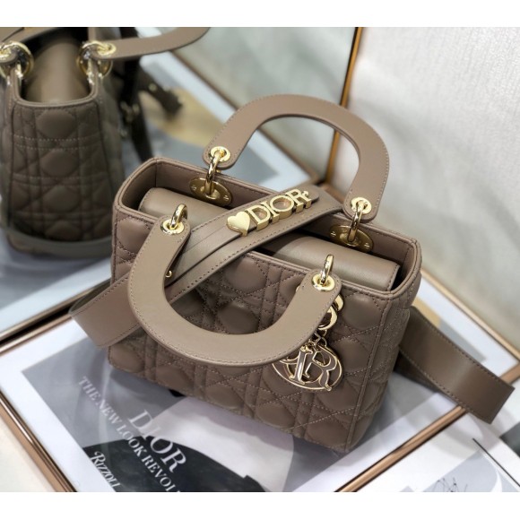 Dior Small Lady Dior My ABCDior Bag In Warm Taupe Cannage Lambskin Dior Small Lady Dior My ABCDior Bag In Warm Taupe Cannage Lambskin