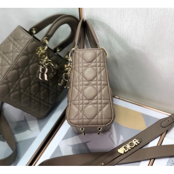 Dior Small Lady Dior My ABCDior Bag In Warm Taupe Cannage Lambskin Dior Small Lady Dior My ABCDior Bag In Warm Taupe Cannage Lambskin