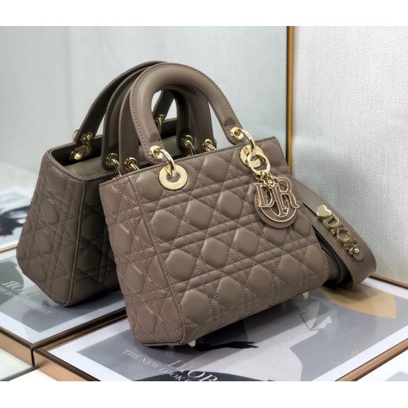Dior Small Lady Dior My ABCDior Bag In Warm Taupe Cannage Lambskin Dior Small Lady Dior My ABCDior Bag In Warm Taupe Cannage Lambskin