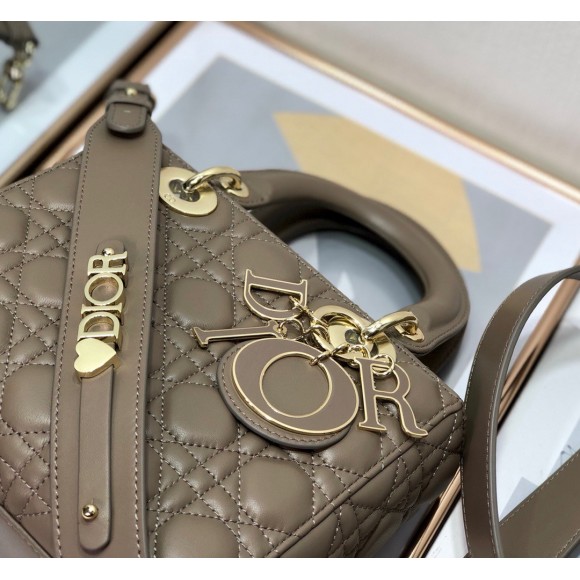 Dior Small Lady Dior My ABCDior Bag In Warm Taupe Cannage Lambskin Dior Small Lady Dior My ABCDior Bag In Warm Taupe Cannage Lambskin