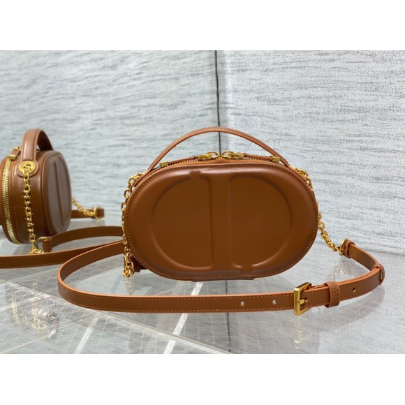 Dior CD Signature Oval Camera Bag in Brown Calfskin Dior CD Signature Oval Camera Bag in Brown Calfskin