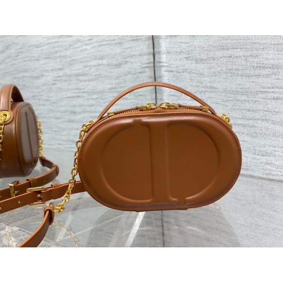 Dior CD Signature Oval Camera Bag in Brown Calfskin Dior CD Signature Oval Camera Bag in Brown Calfskin