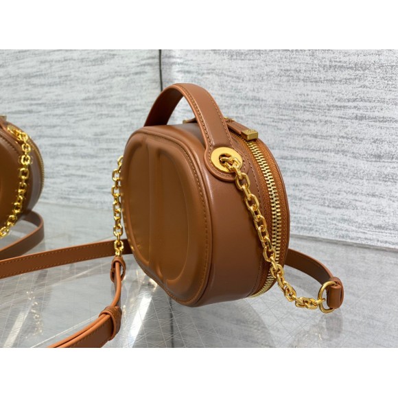 Dior CD Signature Oval Camera Bag in Brown Calfskin Dior CD Signature Oval Camera Bag in Brown Calfskin