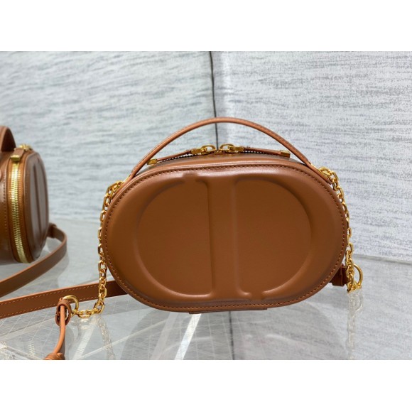 Dior CD Signature Oval Camera Bag in Brown Calfskin Dior CD Signature Oval Camera Bag in Brown Calfskin