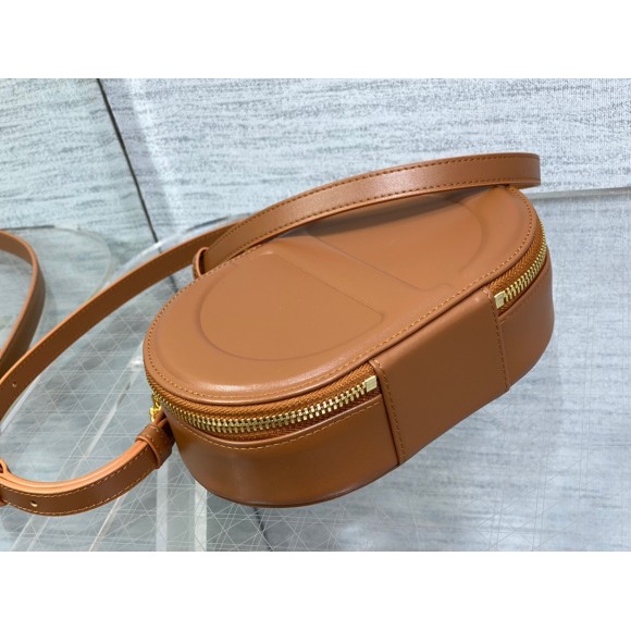 Dior CD Signature Oval Camera Bag in Brown Calfskin Dior CD Signature Oval Camera Bag in Brown Calfskin