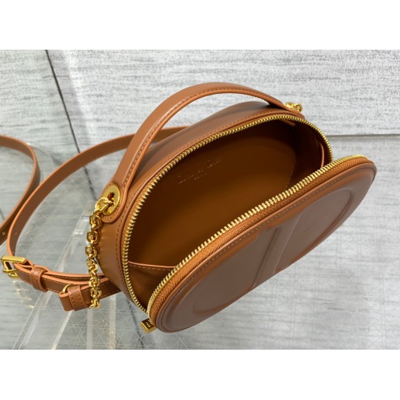 Dior CD Signature Oval Camera Bag in Brown Calfskin Dior CD Signature Oval Camera Bag in Brown Calfskin