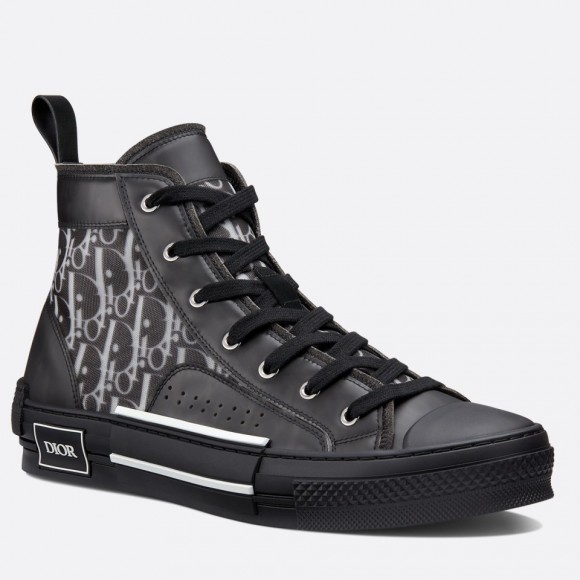 Dior Men's B23 High-top Sneakers In Black Oblique Canvas Dior Men's B23 High-top Sneakers In Black Oblique Canvas