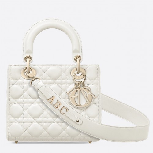 Dior Small Lady Dior My ABCDior Bag In White Lambskin Dior Small Lady Dior My ABCDior Bag In White Lambskin