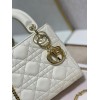 Dior Lady Dior Mini Bag with Chain in White Cannage Lambskin