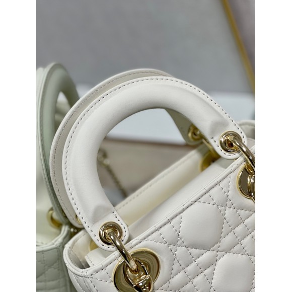 Dior Lady Dior Mini Bag with Chain in White Cannage Lambskin Dior Lady Dior Mini Bag with Chain in White Cannage Lambskin