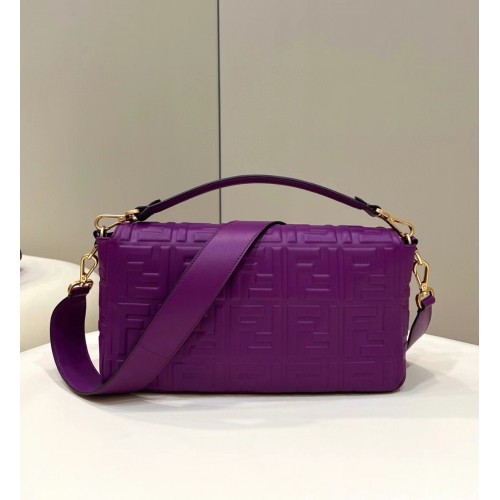 Fendi Large Baguette Bag In Purple FF Nappa Leather