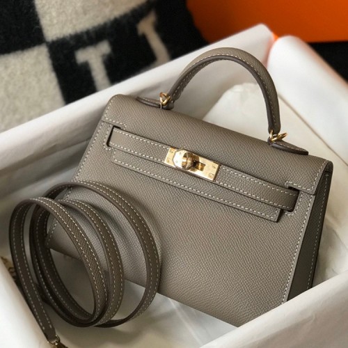 Hermes Kelly Mini II Sellier Bag In Gris Asphalt Epsom Leather Hermes Kelly Mini II Sellier Bag In Gris Asphalt Epsom Leather