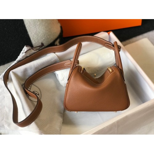 Hermes Lindy Mini Bag In Gold Clemence Leather GHW Hermes Lindy Mini Bag In Gold Clemence Leather GHW