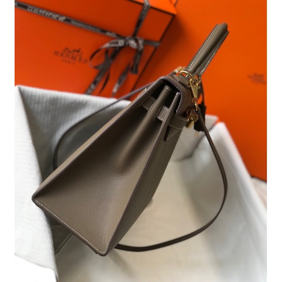Hermes Kelly 32cm Sellier Bag in Taupe Epsom Calfskin GHW Hermes Kelly 32cm Sellier Bag in Taupe Epsom Calfskin GHW
