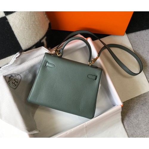 Hermes Kelly 25cm Retourne Bag in Vert Amande Clemence Leather GHW Hermes Kelly 25cm Retourne Bag in Vert Amande Clemence Leather GHW