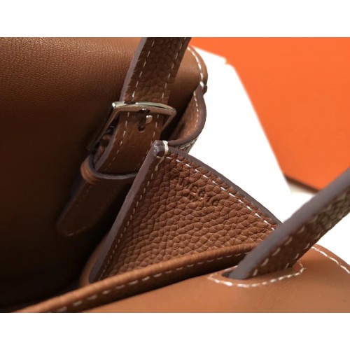 Hermes Halzan 31cm Bag In Gold Clemence Leather Hermes Halzan 31cm Bag In Gold Clemence Leather