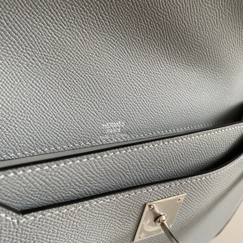 Hermes Kelly Depeches 25 Pouch in Blue Lin Epsom Calfskin Hermes Kelly Depeches 25 Pouch in Blue Lin Epsom Calfskin