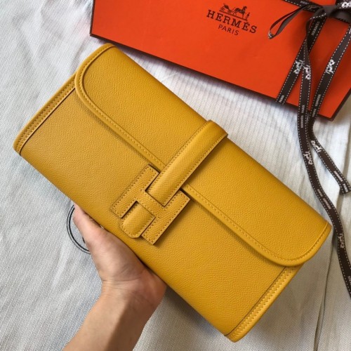Hermes Jige Elan 29 Clutch Bag In Yellow Epsom Leather Hermes Jige Elan 29 Clutch Bag In Yellow Epsom Leather