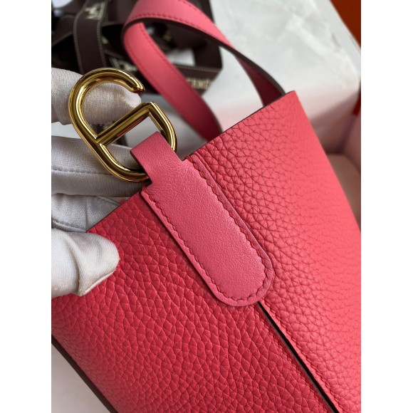 Hermes In The Loop 18 Handmade Bag in Rose Lipstick Clemence Leatherther Hermes In The Loop 18 Handmade Bag in Rose Lipstick Clemence Leatherther