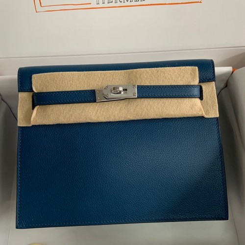 Hermes Kelly Danse II Handmade Bag In Deep Blue Evercolor Calfskin Hermes Kelly Danse II Handmade Bag In Deep Blue Evercolor Calfskin