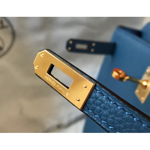 Hermes Kelly 25cm Retourne Bag in Blue Agate Clemence Leather GHW Hermes Kelly 25cm Retourne Bag in Blue Agate Clemence Leather GHW
