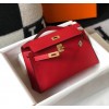 Hermes Kelly Pochette Clutch Bag In Red Epsom Leather