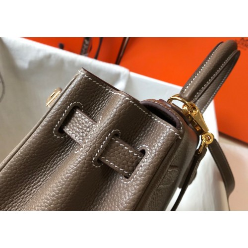 Hermes Kelly 25cm Retourne Bag in Taupe Clemence Leather GHW Hermes Kelly 25cm Retourne Bag in Taupe Clemence Leather GHW