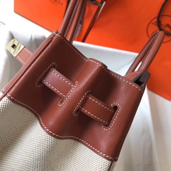 Hermes Birkin 35 Bag in Toile Canvas With Barenia Leather Hermes Birkin 35 Bag in Toile Canvas With Barenia Leather
