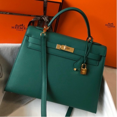 Hermes Kelly 32cm Sellier Bag in Malachite Epsom Calfskin GHW Hermes Kelly 32cm Sellier Bag in Malachite Epsom Calfskin GHW