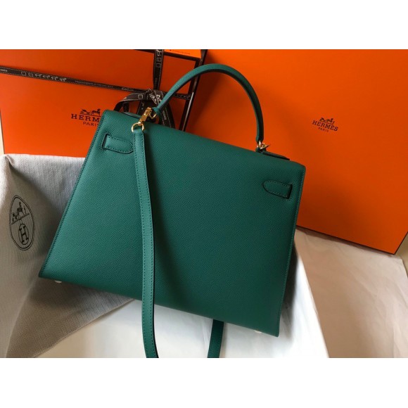 Hermes Kelly 32cm Sellier Bag in Malachite Epsom Calfskin GHW Hermes Kelly 32cm Sellier Bag in Malachite Epsom Calfskin GHW