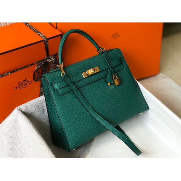 Hermes Kelly 32cm Sellier Bag in Malachite Epsom Calfskin GHW Hermes Kelly 32cm Sellier Bag in Malachite Epsom Calfskin GHW