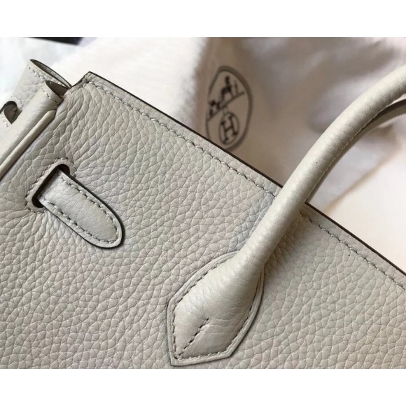 Hermes Birkin 30 Bag in Pearl Grey Clemence Leather with GHW Hermes Birkin 30 Bag in Pearl Grey Clemence Leather with GHW