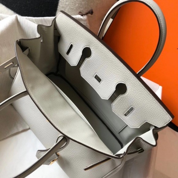 Hermes Birkin 30 Bag in Pearl Grey Clemence Leather with GHW Hermes Birkin 30 Bag in Pearl Grey Clemence Leather with GHW