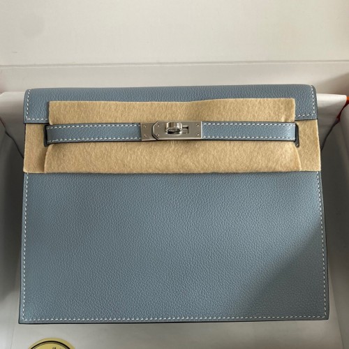 Hermes Kelly Danse II Handmade Bag In Blue Lin Evercolor Calfskin Hermes Kelly Danse II Handmade Bag In Blue Lin Evercolor Calfskin