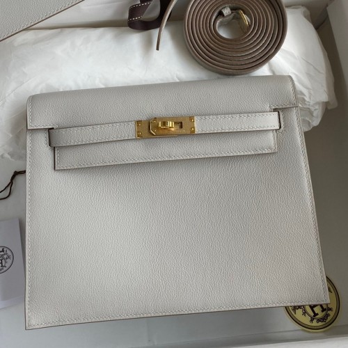 Hermes Kelly Danse II Handmade Bag In Pearl Grey Evercolor Calfskin Hermes Kelly Danse II Handmade Bag In Pearl Grey Evercolor Calfskin