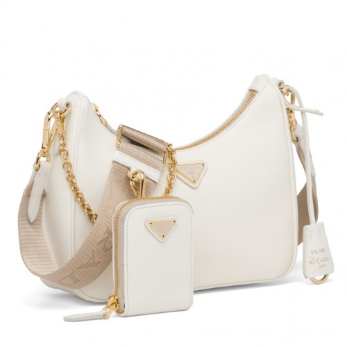 Prada Re-Edition 2005 Shoulder Bag In White Saffiano Leather Prada Re-Edition 2005 Shoulder Bag In White Saffiano Leather