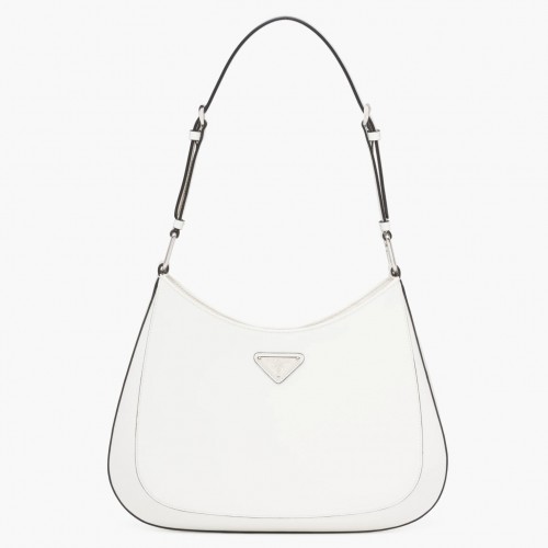 Prada Cleo Large Bag In White Brushed Leather Prada Cleo Large Bag In White Brushed Leather