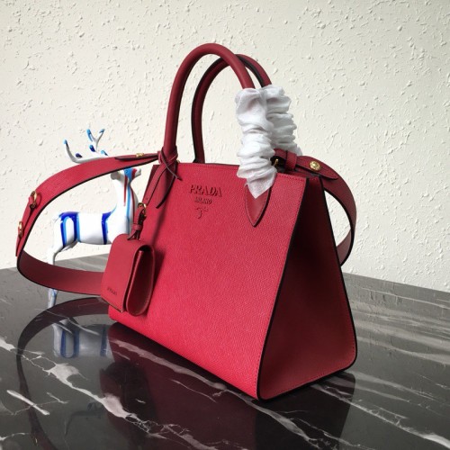 Prada Monochrome Small Bag In Red Saffiano Leather Prada Monochrome Small Bag In Red Saffiano Leather