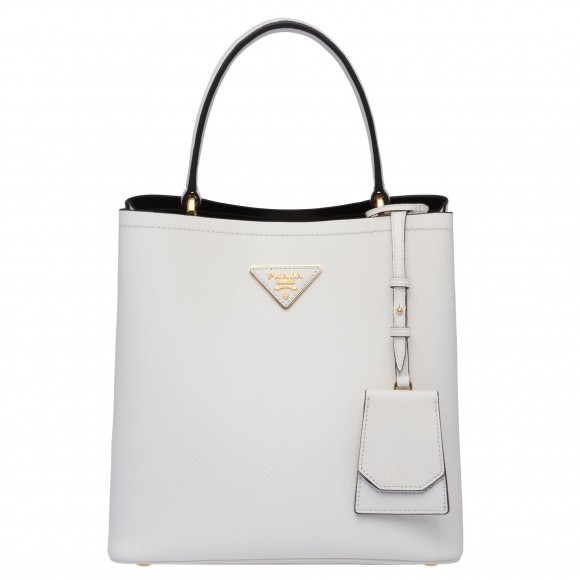 Prada Medium Panier Bag In White Saffiano Leather Prada Medium Panier Bag In White Saffiano Leather