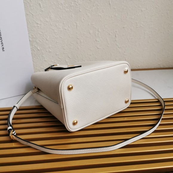 Prada Medium Panier Bag In White Saffiano Leather Prada Medium Panier Bag In White Saffiano Leather