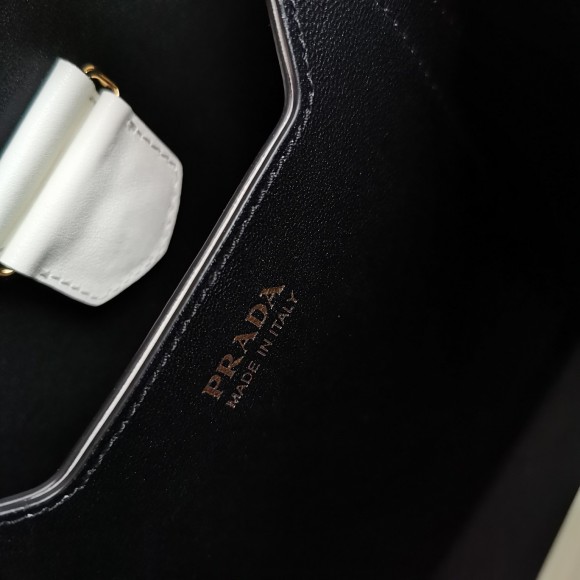 Prada Medium Panier Bag In White Saffiano Leather Prada Medium Panier Bag In White Saffiano Leather