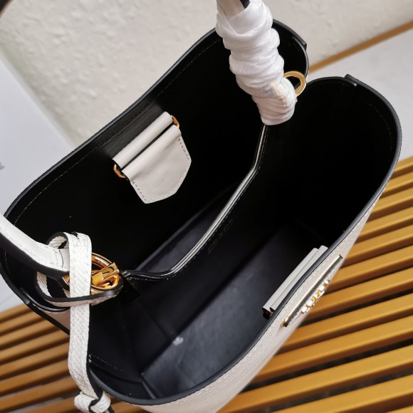 Prada Medium Panier Bag In White Saffiano Leather Prada Medium Panier Bag In White Saffiano Leather