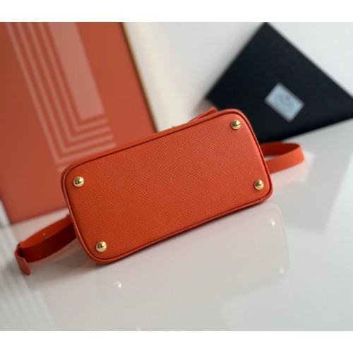 Prada Double Mini Bag In Orange Saffiano Leather Prada Double Mini Bag In Orange Saffiano Leather