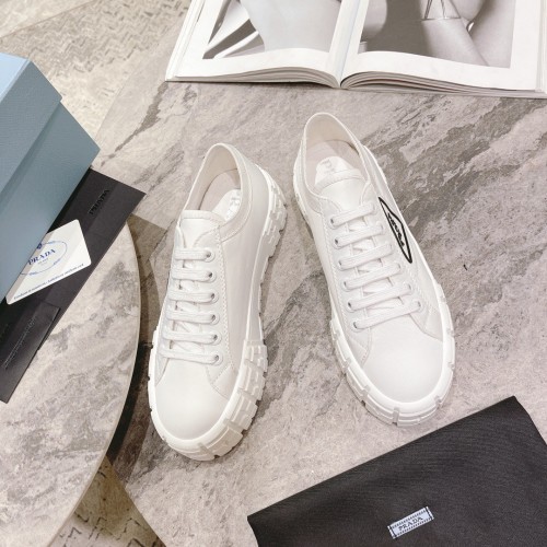 Prada Double Wheel Sneakers In White Nylon Gabardine Prada Double Wheel Sneakers In White Nylon Gabardine