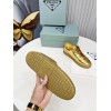 Prada Women's Downtown Sneakers In Gold Metallic Leather