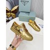 Prada Women's Downtown Sneakers In Gold Metallic Leather