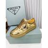 Prada Women's Downtown Sneakers In Gold Metallic Leather