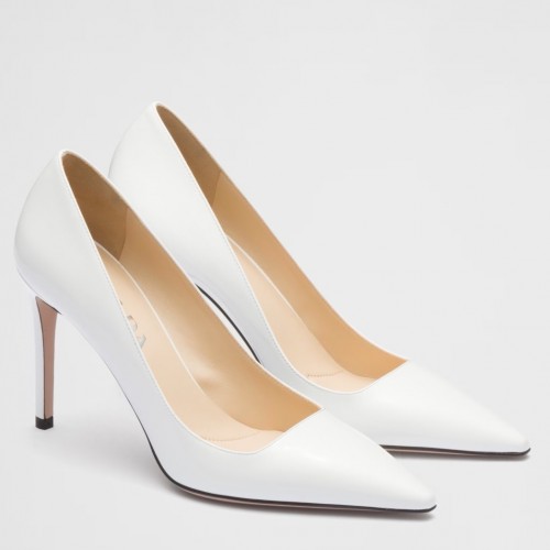 Prada Pumps 95mm in White Patent Leather Prada Pumps 95mm in White Patent Leather