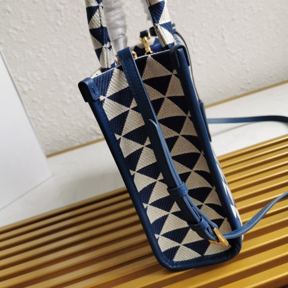 Prada Symbole Small Bag In White/Blue Jjacquard Fabric Prada Symbole Small Bag In White/Blue Jjacquard Fabric