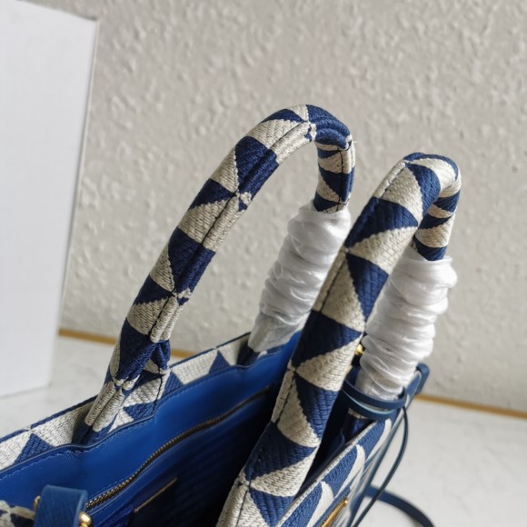 Prada Symbole Small Bag In White/Blue Jjacquard Fabric Prada Symbole Small Bag In White/Blue Jjacquard Fabric